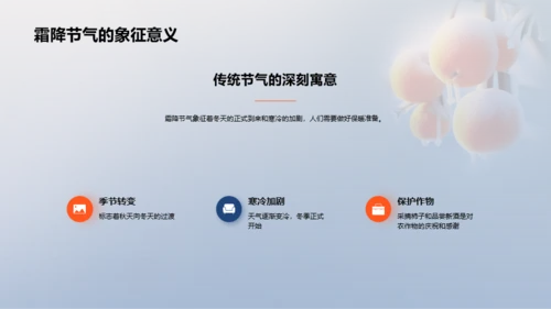 橙色3D霜降节气文化传承PPT模板