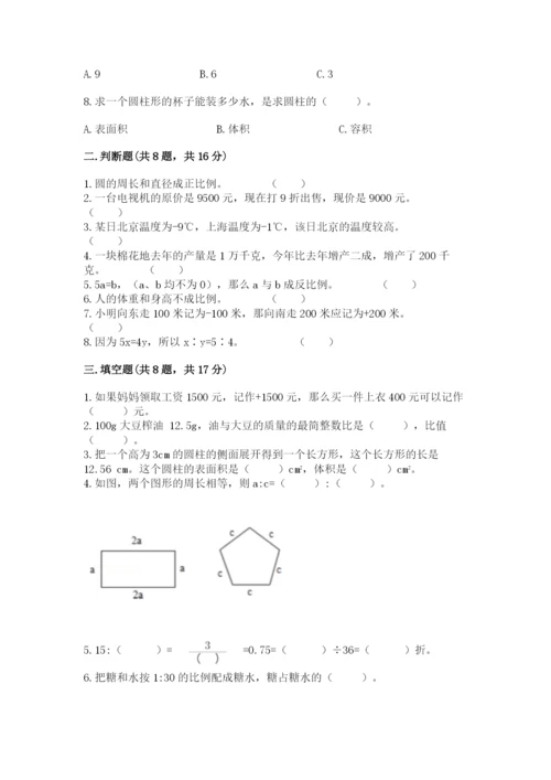 人教版六年级下册数学期末测试卷及一套完整答案.docx