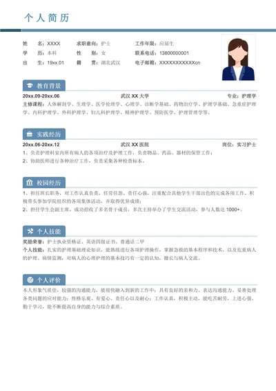 护士求职个人简历模板