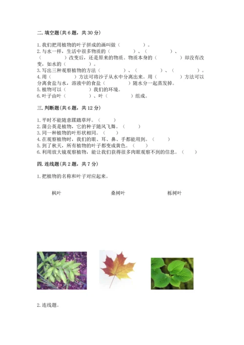 教科版科学一年级上册第一单元《植物》测试卷含答案（综合题）.docx
