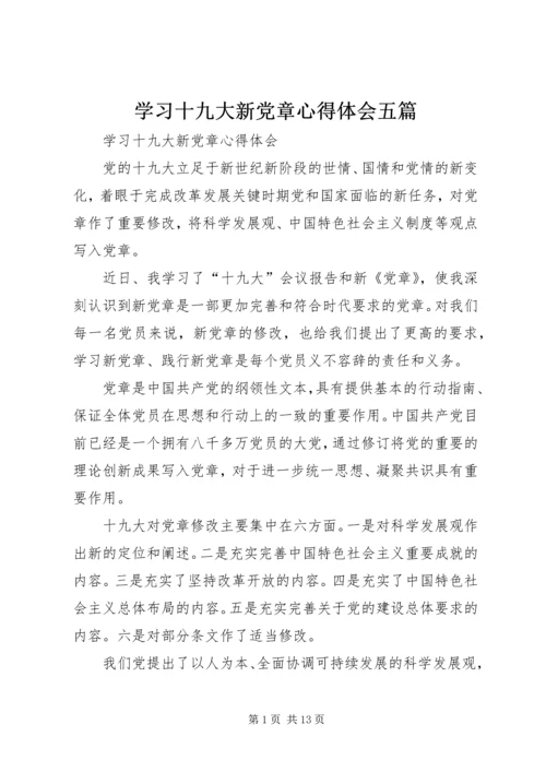 学习十九大新党章心得体会五篇.docx
