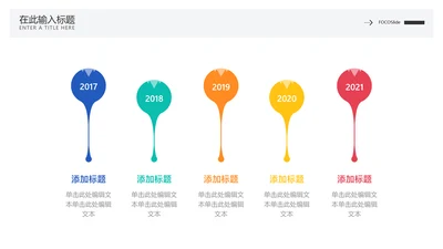 简约风流程时间轴5项PPT内容页