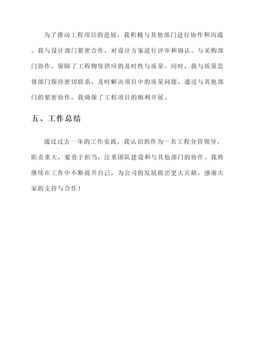 工程分管领导履职总结汇报