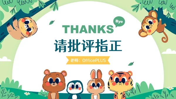 彩色可爱卡通森林小动物教育教学通用PPT模板