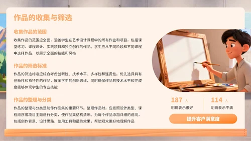 橙黄色卡通风艺术作品集PPT