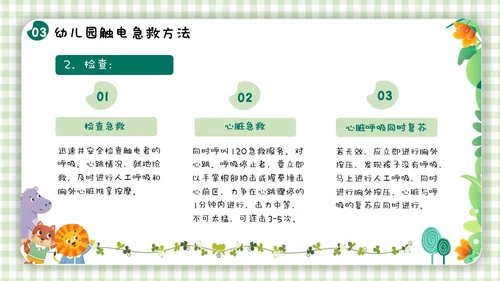 绿色小清新简约幼儿园用电安全PPT模板