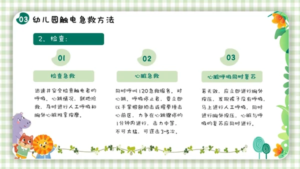绿色小清新简约幼儿园用电安全PPT模板
