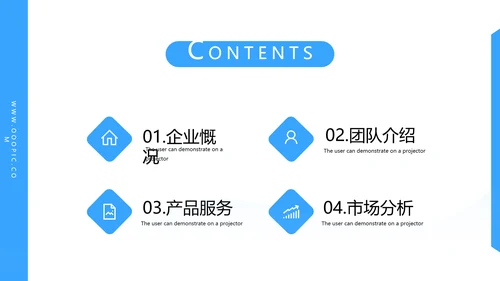 欧美风蓝色公司介绍企业宣传提案PPT模板