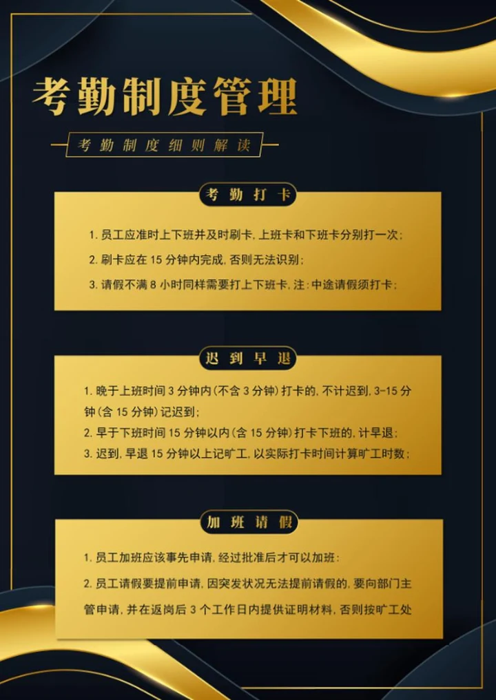 企业考勤制度管理说明海报word模板