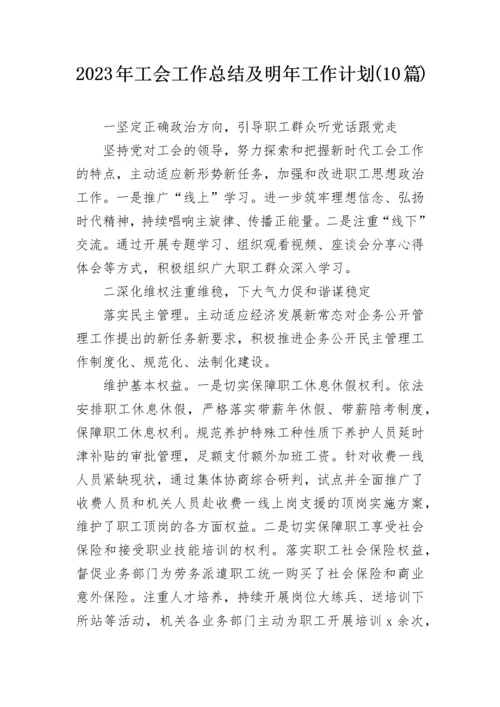 2023年工会工作总结及明年工作计划(10篇).docx