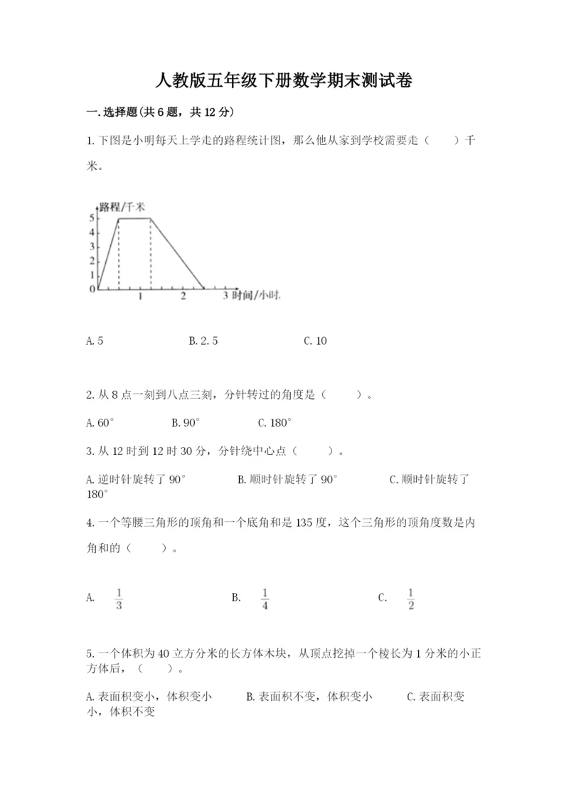 人教版五年级下册数学期末测试卷【考点提分】.docx