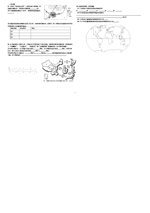 高中一轮必修二人文地理试题