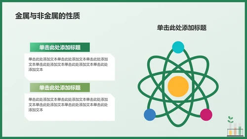 绿色插画风初中化学课件通用PPTPPT模板