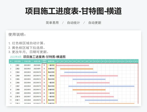 项目施工进度表-甘特图-横道图
