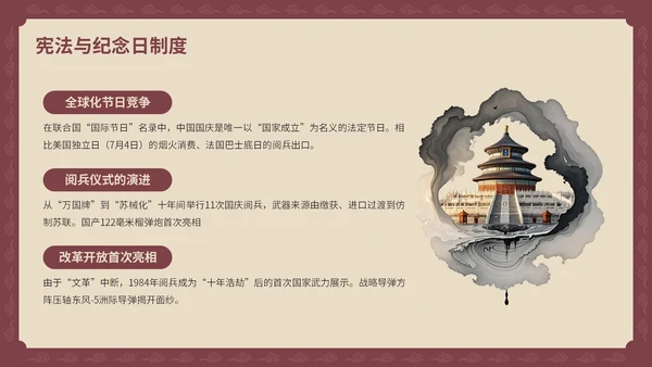 红黄色复古风国庆PPT模板