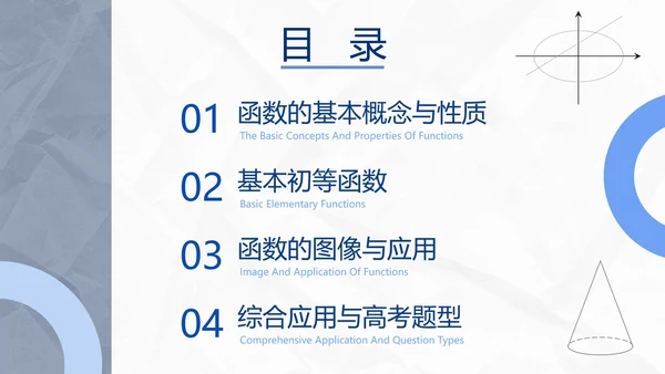 蓝色极简风函数专题复习PPT模板