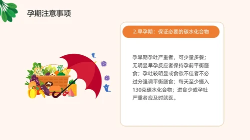 插画风橙色精美孕期健康饮食孕妇产妇护理培训PPT课件健康饮食讲座