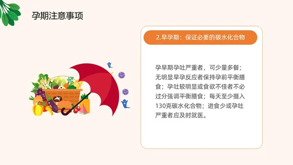 插画风橙色精美孕期健康饮食孕妇产妇护理培训PPT课件健康饮食讲座