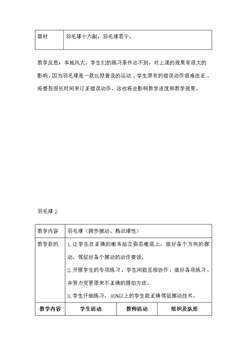 高中羽毛球模块教案1