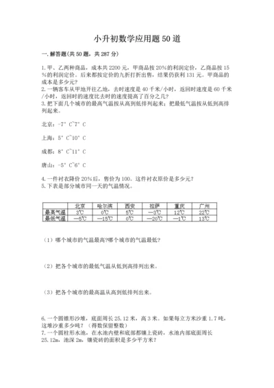 小升初数学应用题50道（名校卷）word版.docx