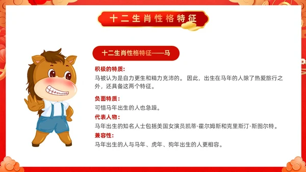 红色古风十二生肖介绍PPT模板龙年新年