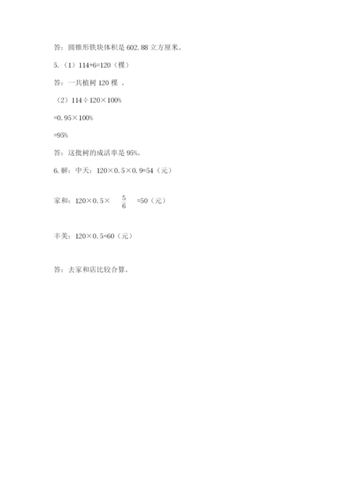 北京版六年级下册数学期中测试卷有精品答案.docx