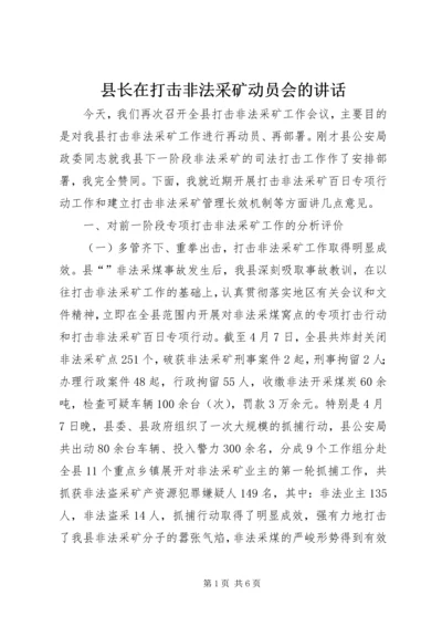 县长在打击非法采矿动员会的讲话.docx