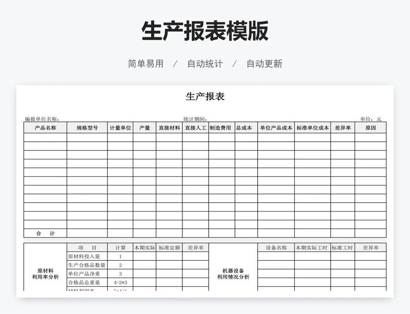 生产报表模版