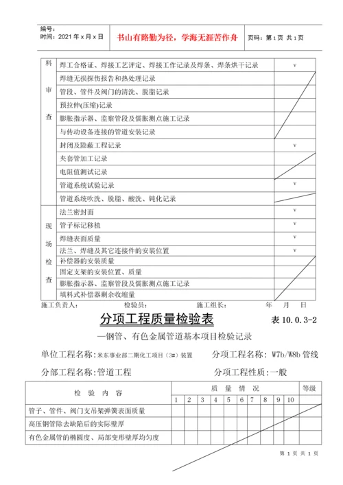 管道质量评定表.docx