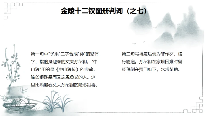 红楼梦金陵十二钗判词赏析通用PPT模板