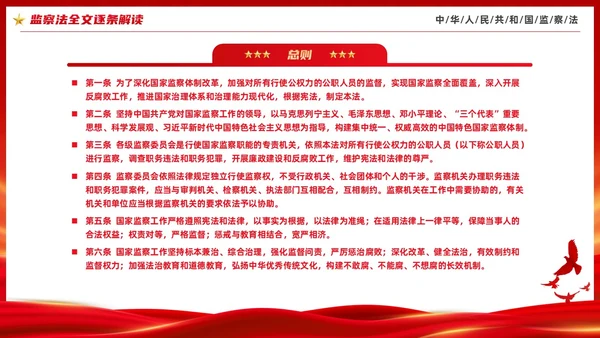 红色大气庄严监察法解读学习培训PPT条例监察