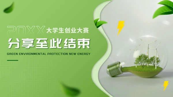 简约绿色环保新能源创业大赛PPT模板