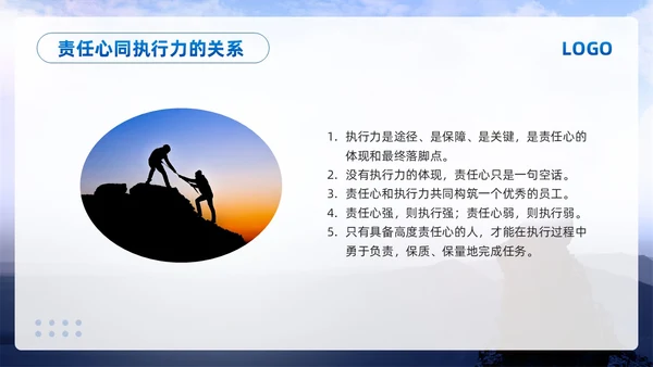 蓝色简约责任心与执行力PPT模板宣传PPT动态PPT