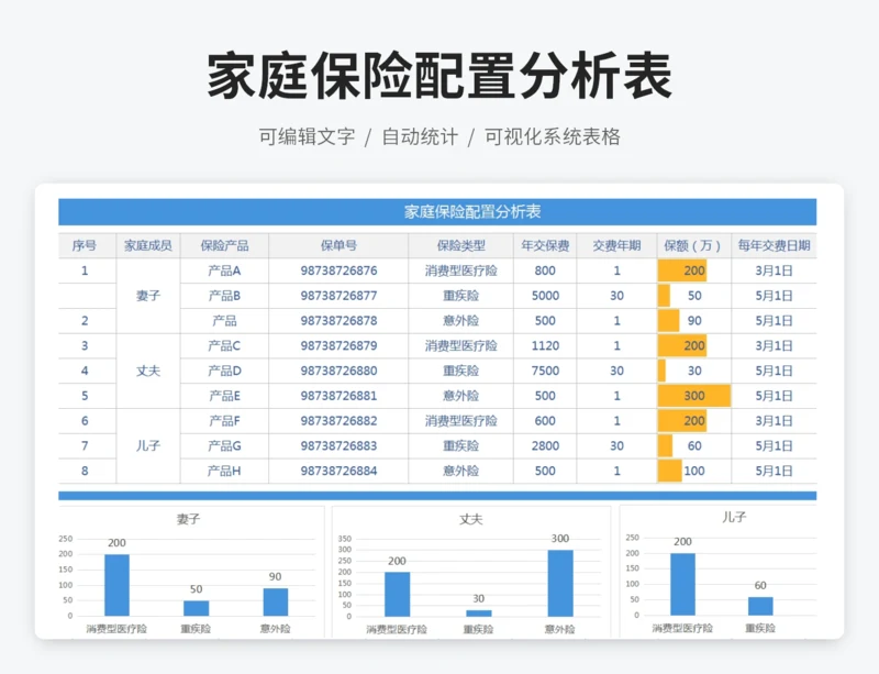 家庭保险配置分析表