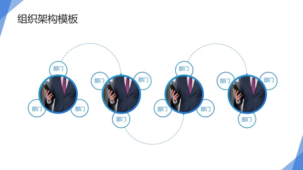 蓝色简约几何公司企业组织架构图PPT模板