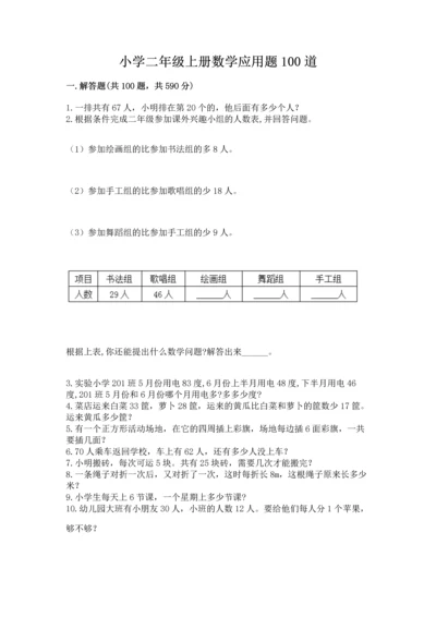 小学二年级上册数学应用题100道及答案【全国通用】.docx