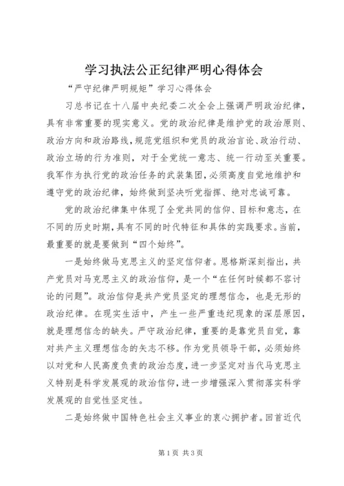 学习执法公正纪律严明心得体会 (6).docx