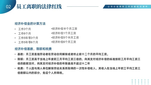 蓝色商务简约员工离职管理技巧培训PPT课件