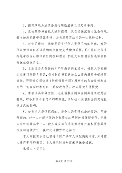 借款人向担保人承诺书.docx