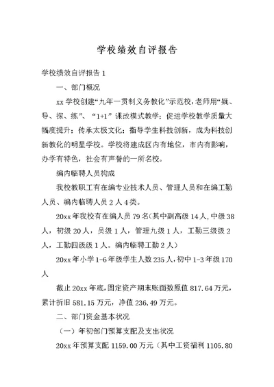 学校绩效自评报告