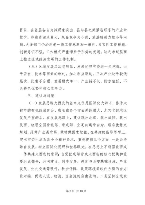 关于加快市北部地区突破发展助推大西安建设调研报告.docx
