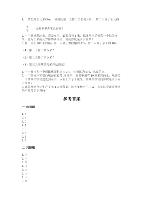 北京版六年级下册数学期中测试卷及答案1套.docx