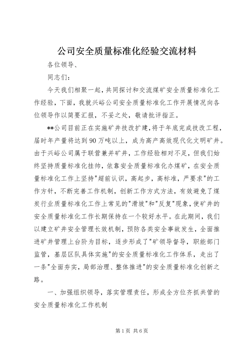 公司安全质量标准化经验交流材料.docx