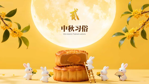 橙色卡通风中秋节文化主题PPT模板