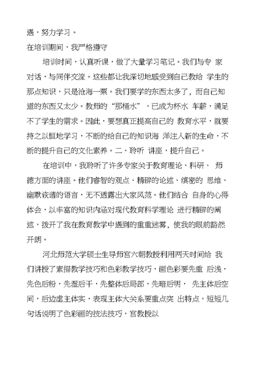 小学美术骨干教师培训工作总结