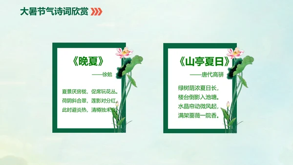国风荷花二十四节气大暑教学PPT课件