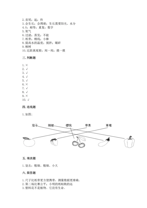 教科版一年级上册科学期末测试卷附参考答案（预热题）.docx