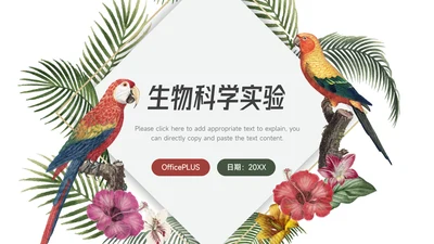 绿色插画风生物科学实验教学PPT模板