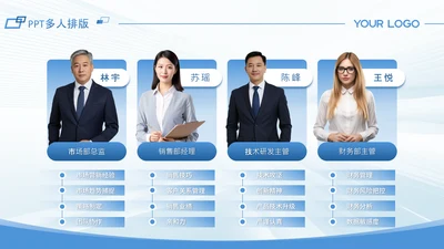 蓝色系渐变风公司团队介绍多人介绍页