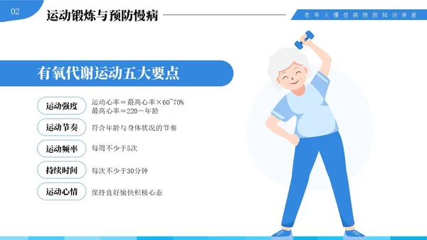 蓝色插画风中老年慢性病预防与健康管理知识培训讲座PPT